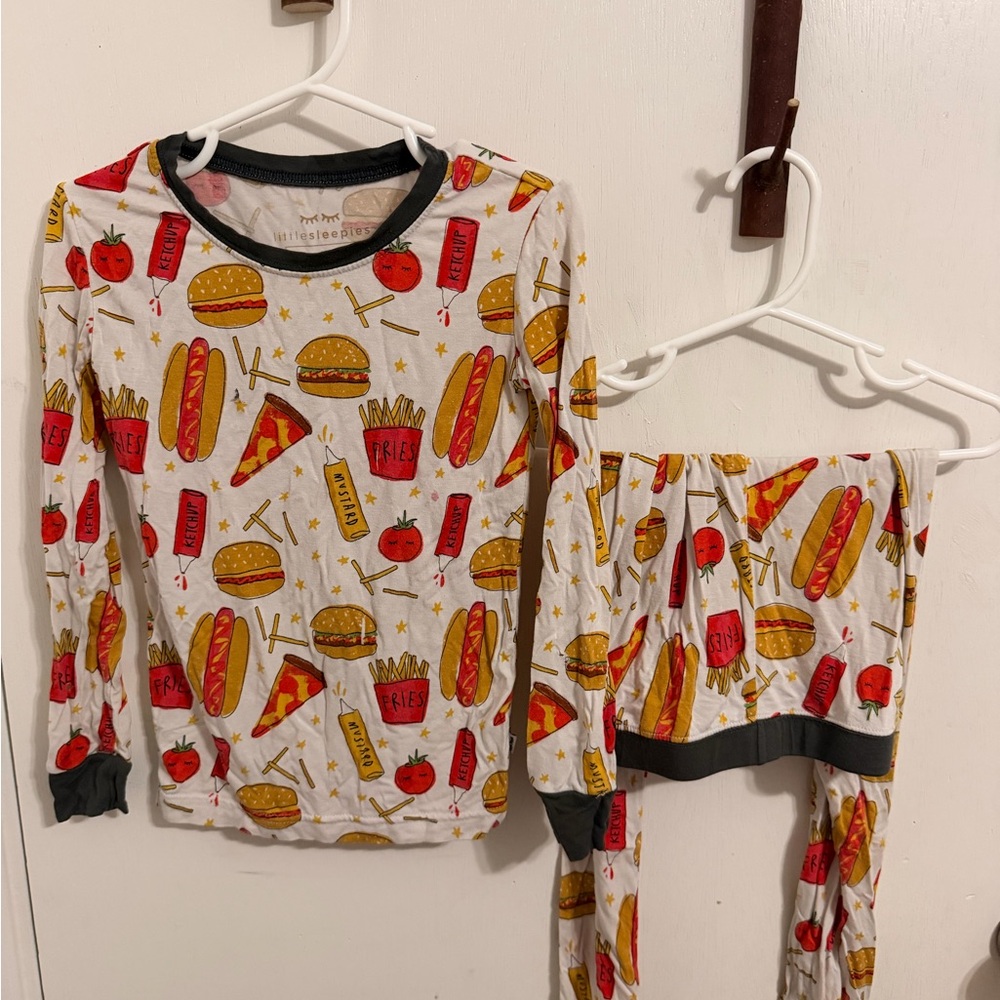 Little Sleepies fast foodie viscose bamboo two piece long sleeve kids pjs 4T